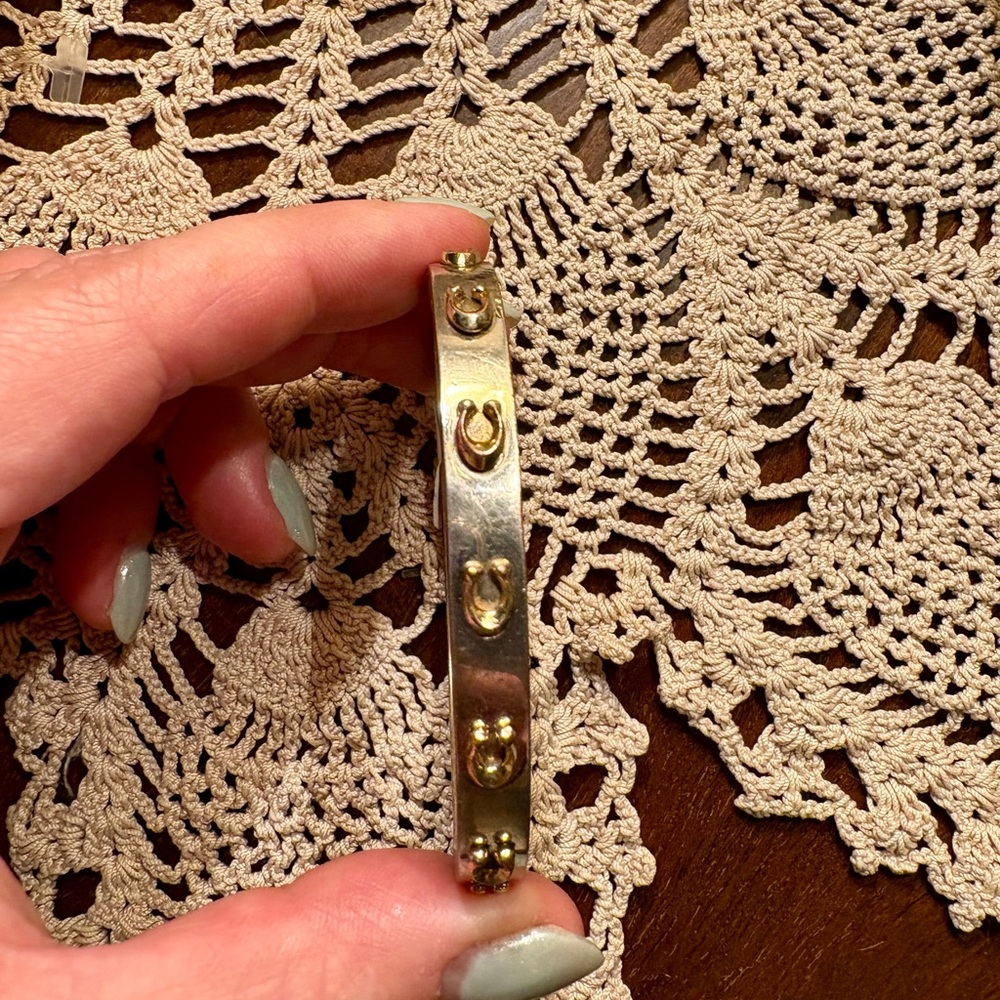 Vintage Coach Two-Tone Horseshoe Accent Bangle Bracelet